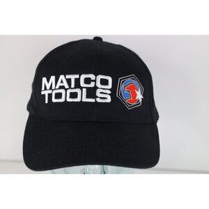 Vintage 90s Y2K Faded Spell Out Matco Tools Adjustable Strap Hat Cap Black